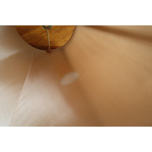 Vintage Tan Silky Fabric Lampshade 8.5" Tall Round Bell Shape 6 Panels - Picture 7 of 16